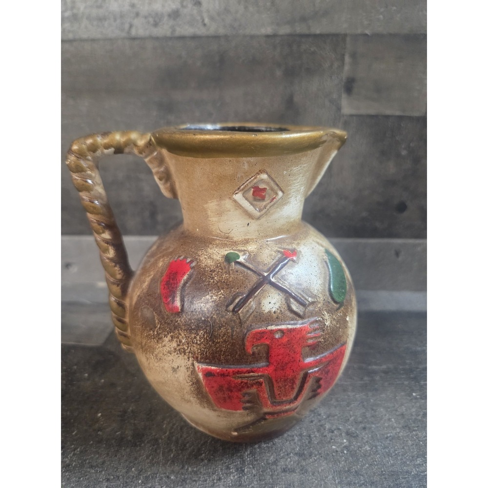 Kenmar Vtg Native American South Western Pottery With Thunderbird Symbol 5"H - Picture 3 of 5